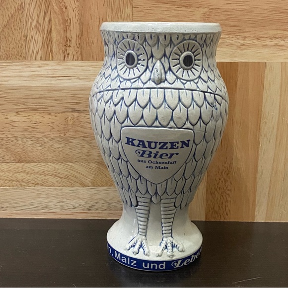 Vintage Handarbeit KAUZEN BIER Stoneware 7” Mug Beer Stein Owl Mug - Picture 1 of 16